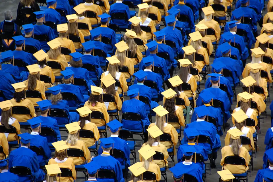 Students at a graduation ceremony